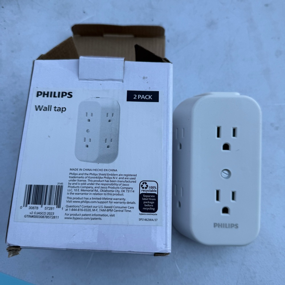 1 Pack Philips 6-Outlet Extender with Resettable Circuit Breaker